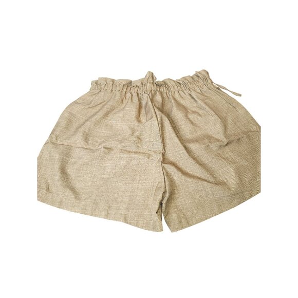 Womens Khaki Paperbag Waist Shorts With Drawstring Tie Large - Picture 4 of 6